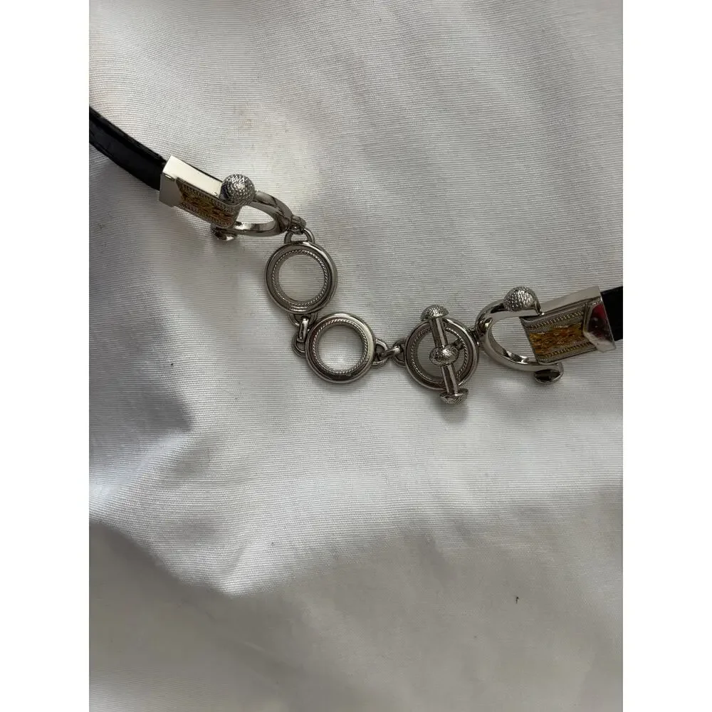 Vintage Leather Belt Toggle Clasp Adjustable Size